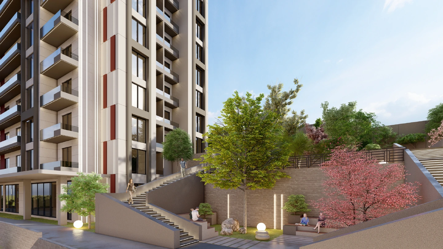 Velora City 1 - Peyzajlı merdiven ve dinlenme noktaları