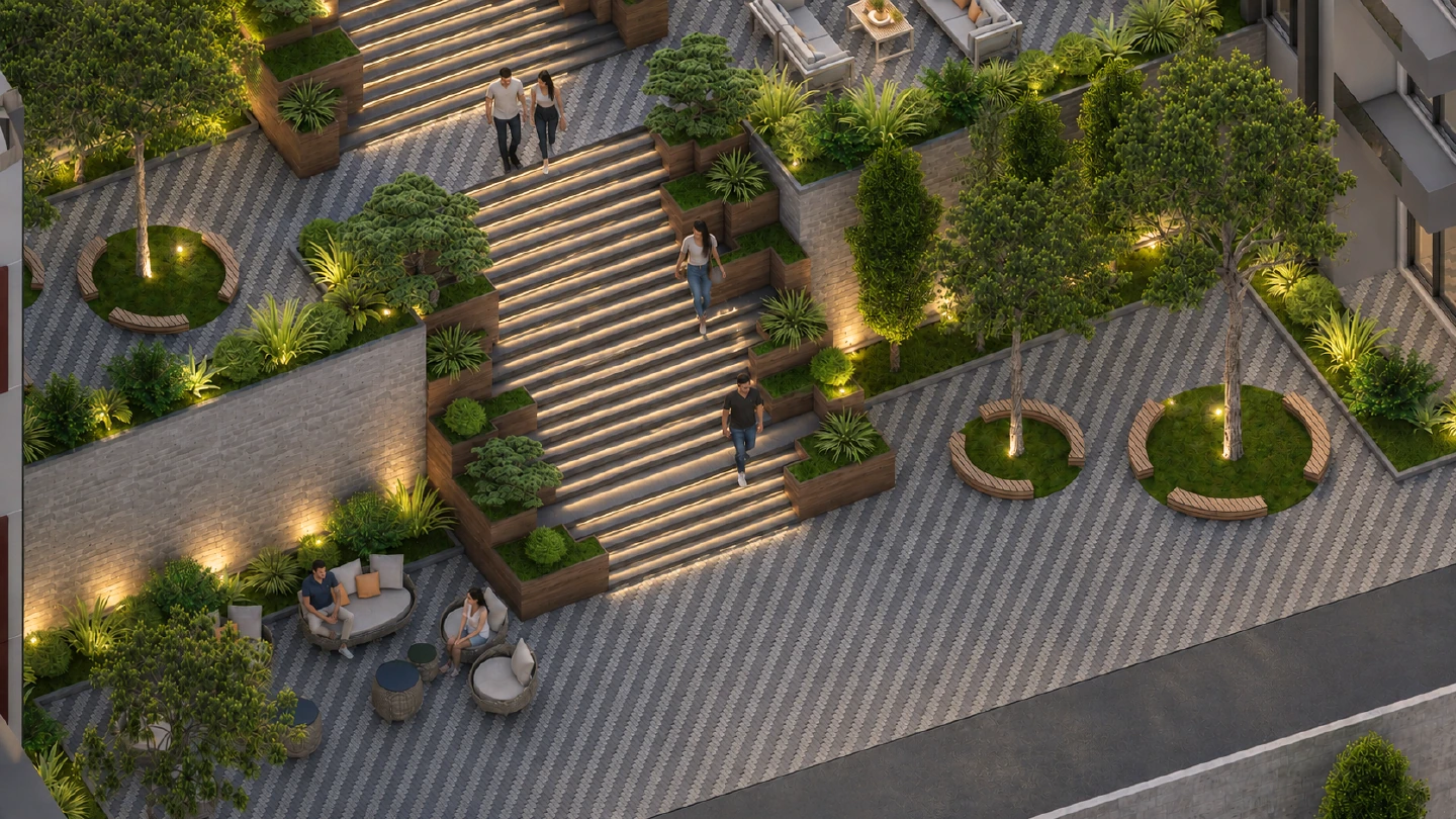Velora City 2 - Üstten peyzaj ve basamak görünümü